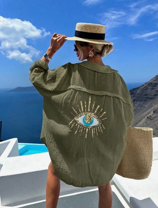 Sequin Eye Cheesecloth Shirt | 4 Colours