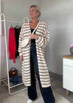 Flo Stripe Long Cardigan - Cream/Taupe