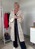 Flo Stripe Long Cardigan - Cream/Taupe