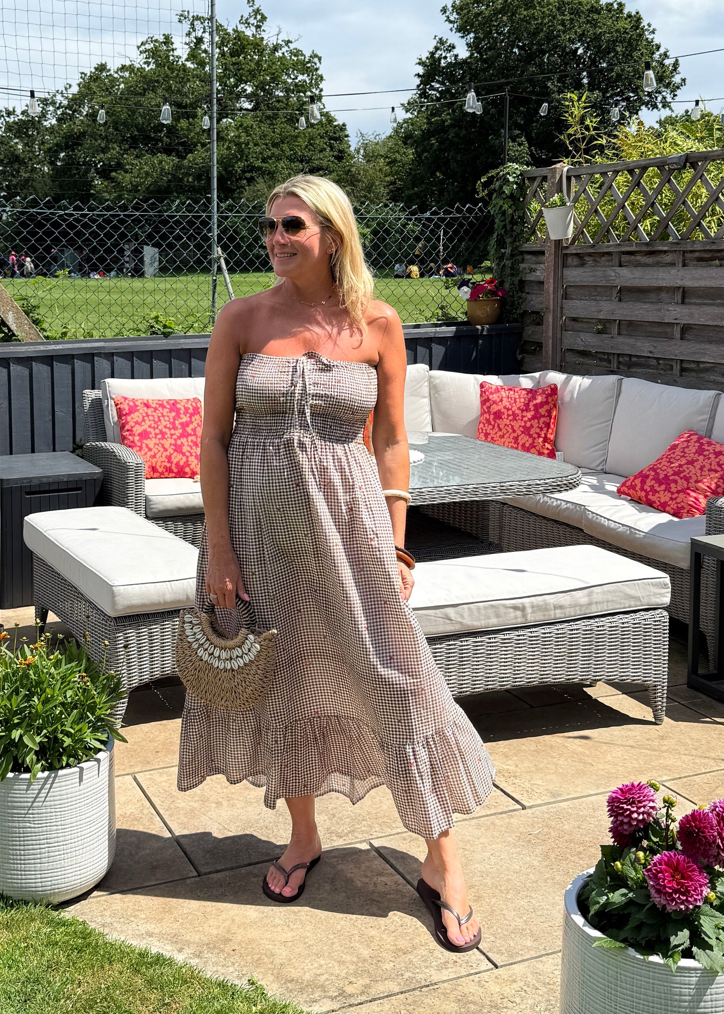 Chocolate Gingham Cotton Dress