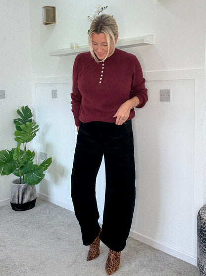 Barrel Leg Cords | Chocolate & Black