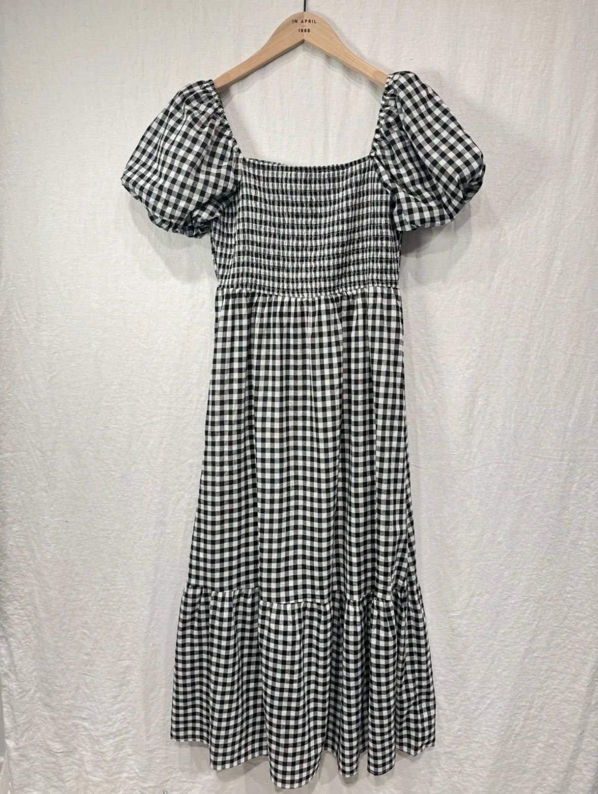 Black/White Gingham Bardot Maxi Dress