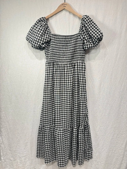 Black/White Gingham Bardot Maxi Dress