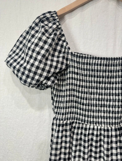 Black/White Gingham Bardot Maxi Dress
