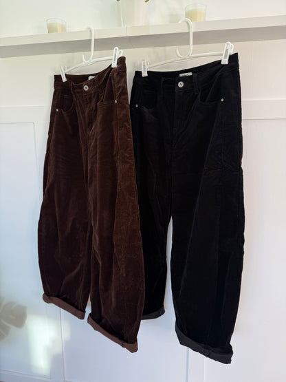Barrel Leg Cords | Chocolate & Black