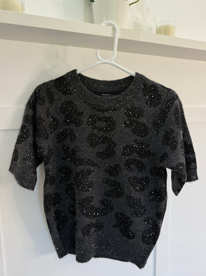 Dk Grey Sequin Animal S/S Jumper