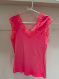 Neon Pink Lace V Neck Vest Top