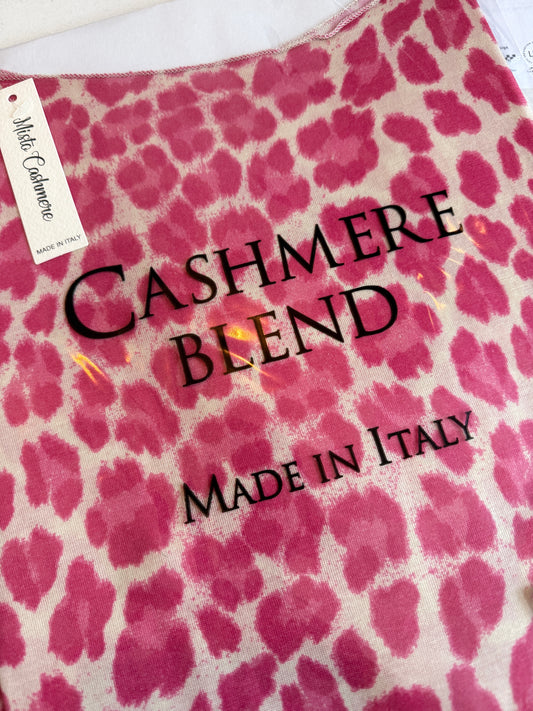 Pink Leopard Cashmere Blend Layering Top
