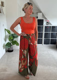 Khaki/Orange Swirl Floaty Trousers