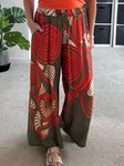 Khaki/Orange Swirl Floaty Trousers