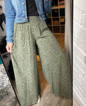 Charcoal Grey Leopard Print Floaty Trousers