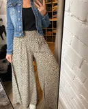 Soft Khaki Leopard Print Floaty Trousers