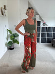 Khaki/Orange Swirl Floaty Trousers