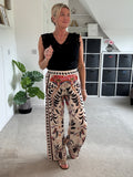 Cream Silk Mix Printed Trousers