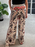 Cream Silk Mix Printed Trousers