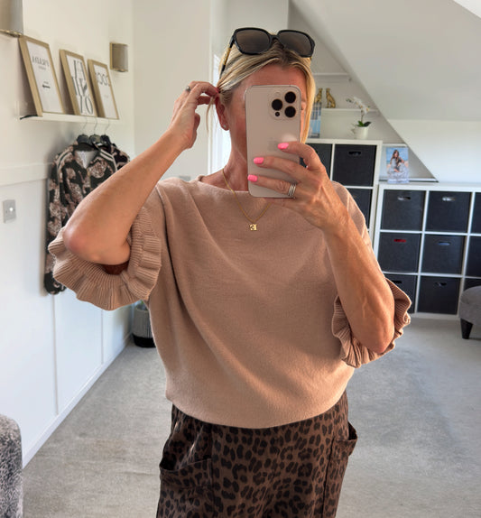 Sand Frill Sleeve Batwing Jumper