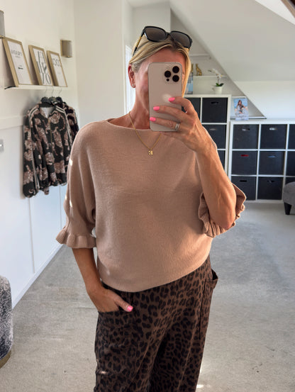 Sand Frill Sleeve Batwing Jumper