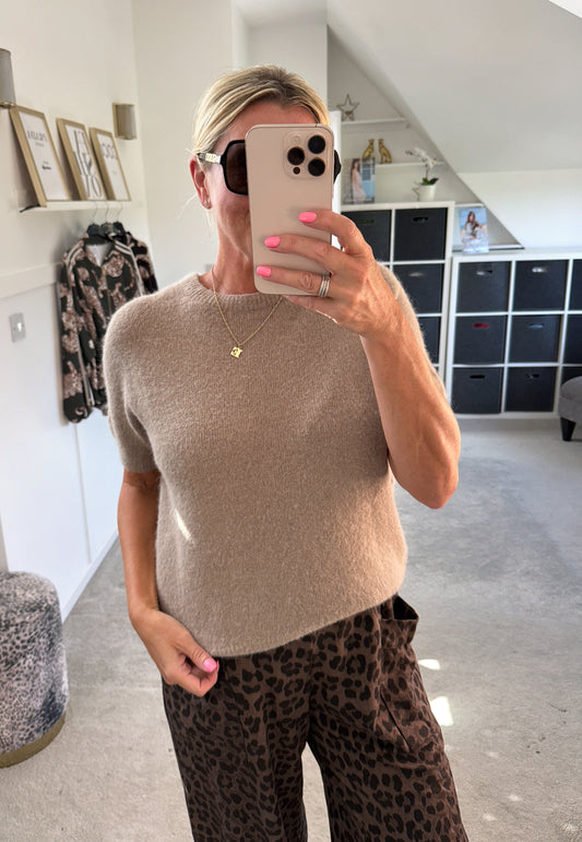 Mocha Fluffy S/S Jumper