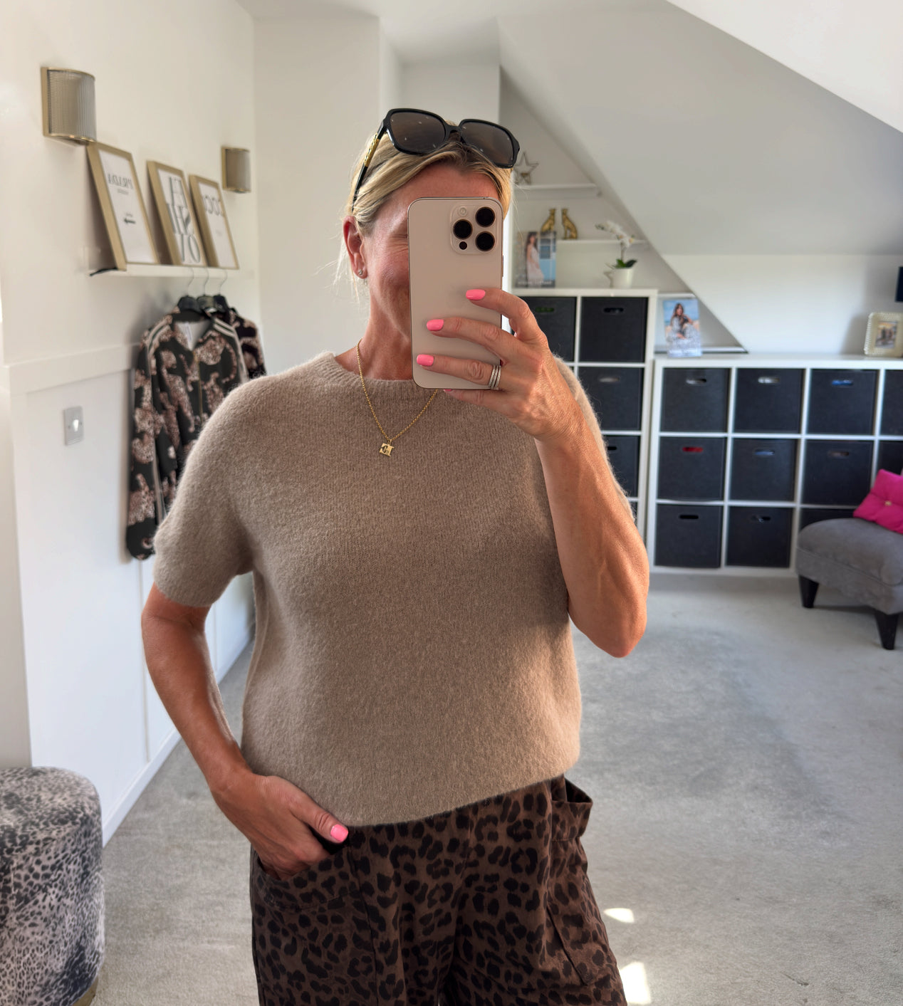 Mocha Fluffy S/S Jumper