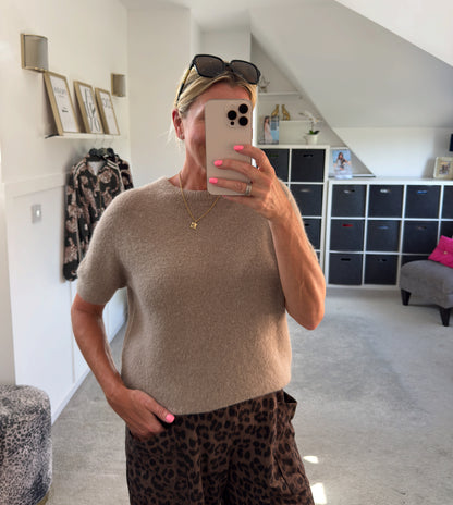 Mocha Fluffy S/S Jumper