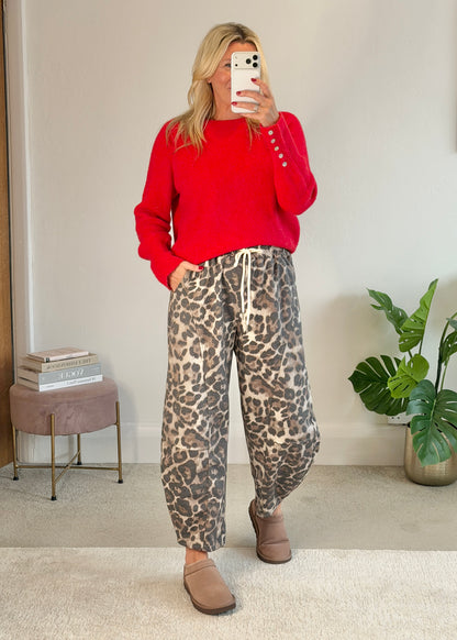 Small Leopard Print Barrel Joggers