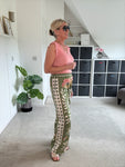 Khaki Silk Mix Printed Trousers