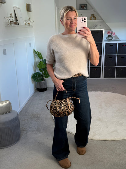 Oatmeal Fluffy S/S Jumper