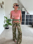 Khaki Silk Mix Printed Trousers