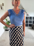 Navy Hearts Sade Skirt