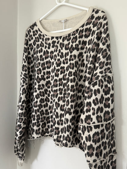 Cream Leopard Oversized Sweatshirt