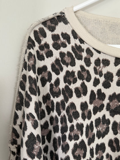Cream Leopard Oversized Sweatshirt