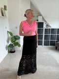 Neon Pink Lace V Neck Vest Top