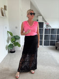 Neon Pink Lace V Neck Vest Top