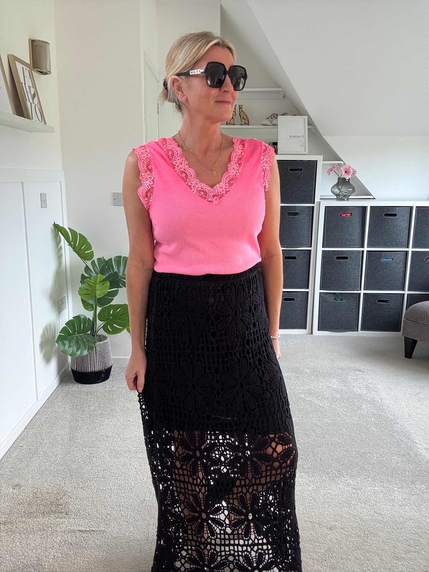Stone Crochet Maxi Skirt
