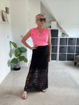 Neon Pink Lace V Neck Vest Top