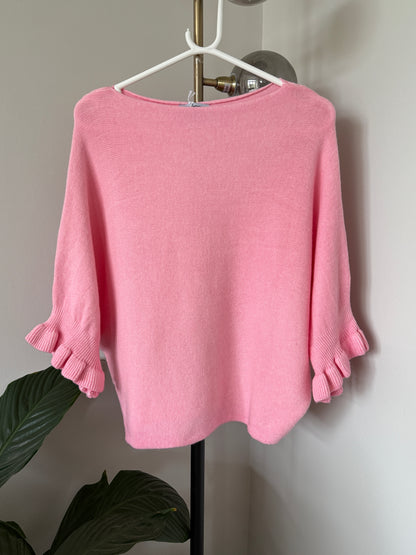 Light Oatmeal Frill Sleeve Jumper