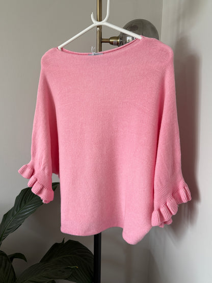 Light Oatmeal Frill Sleeve Jumper