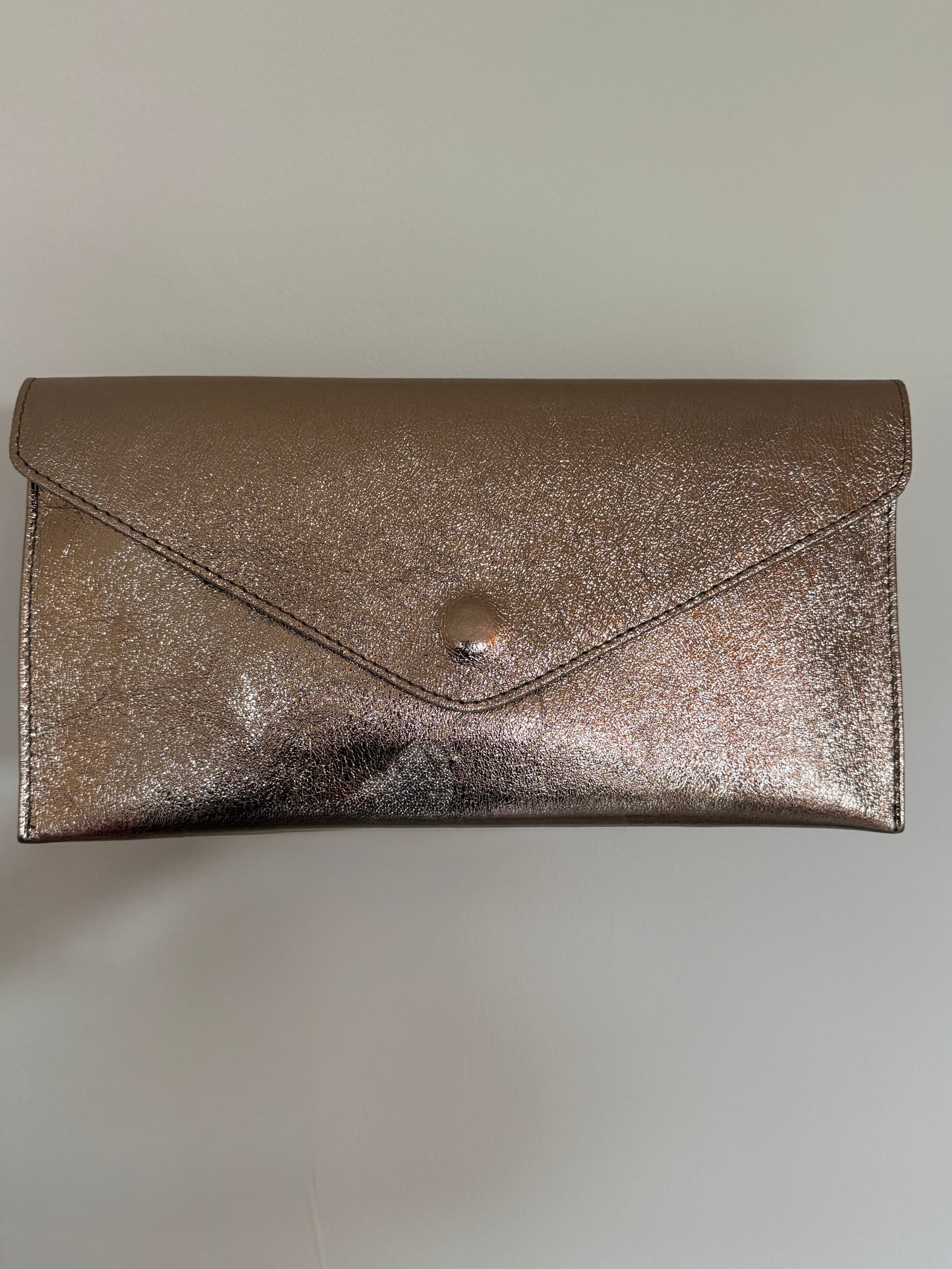 Bronze Metallic Leather Clutch Bag