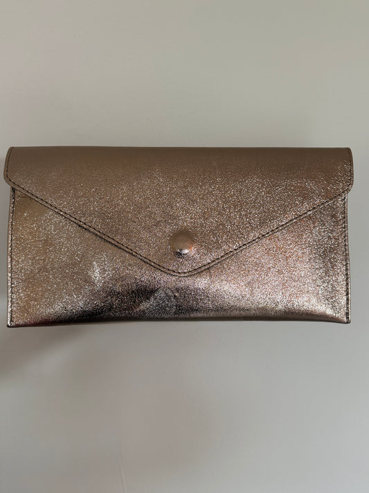 Bronze Metallic Leather Clutch Bag