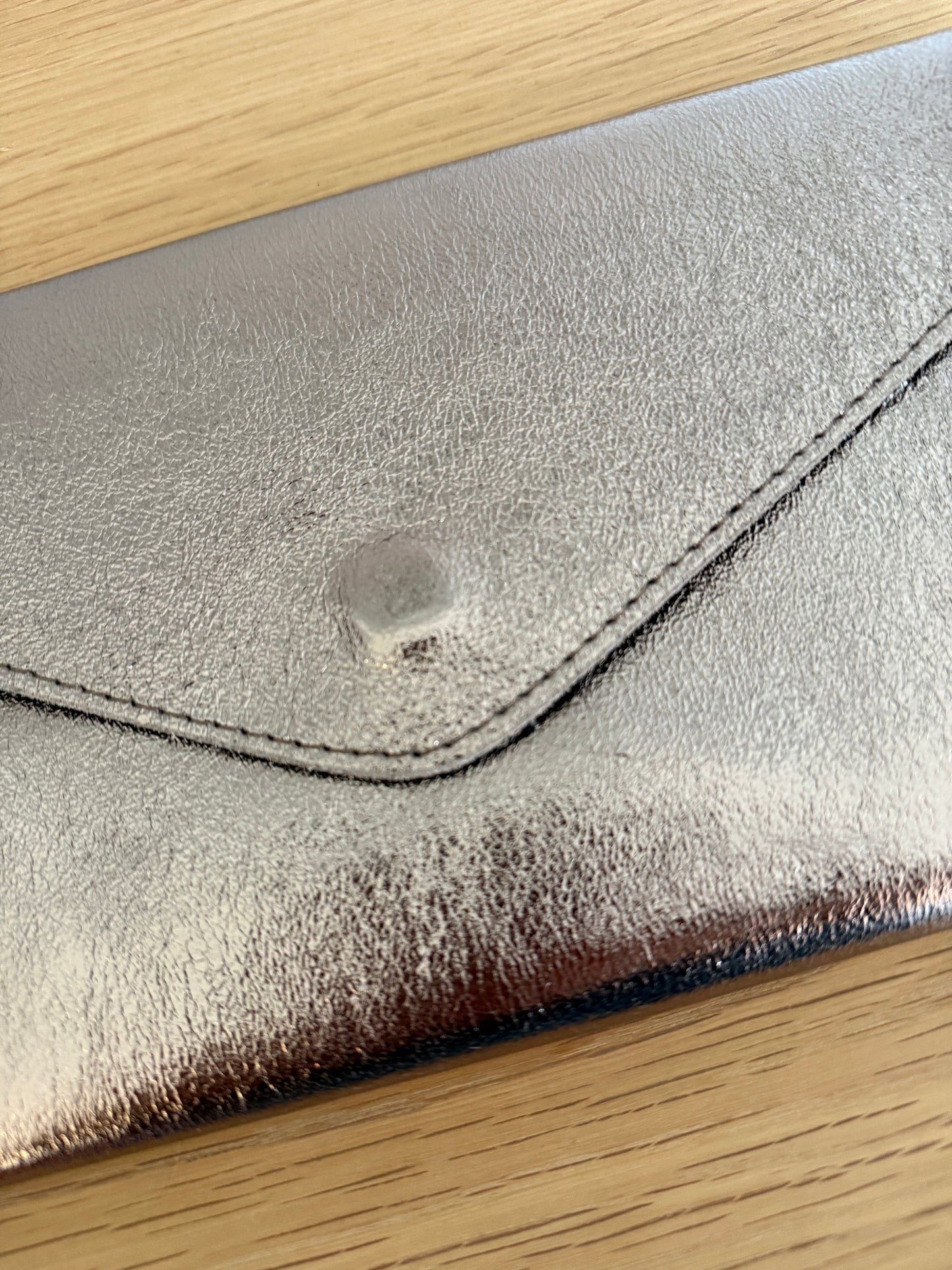 Bronze Metallic Leather Clutch Bag