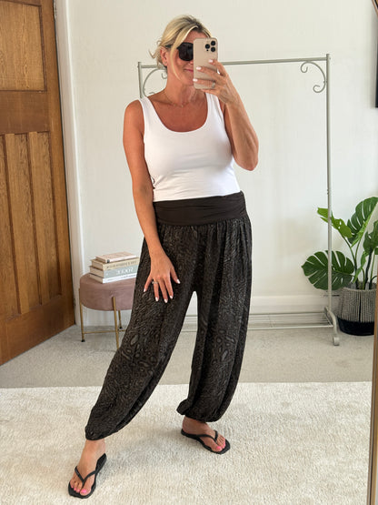 Animal Print Balloon Leg Trousers