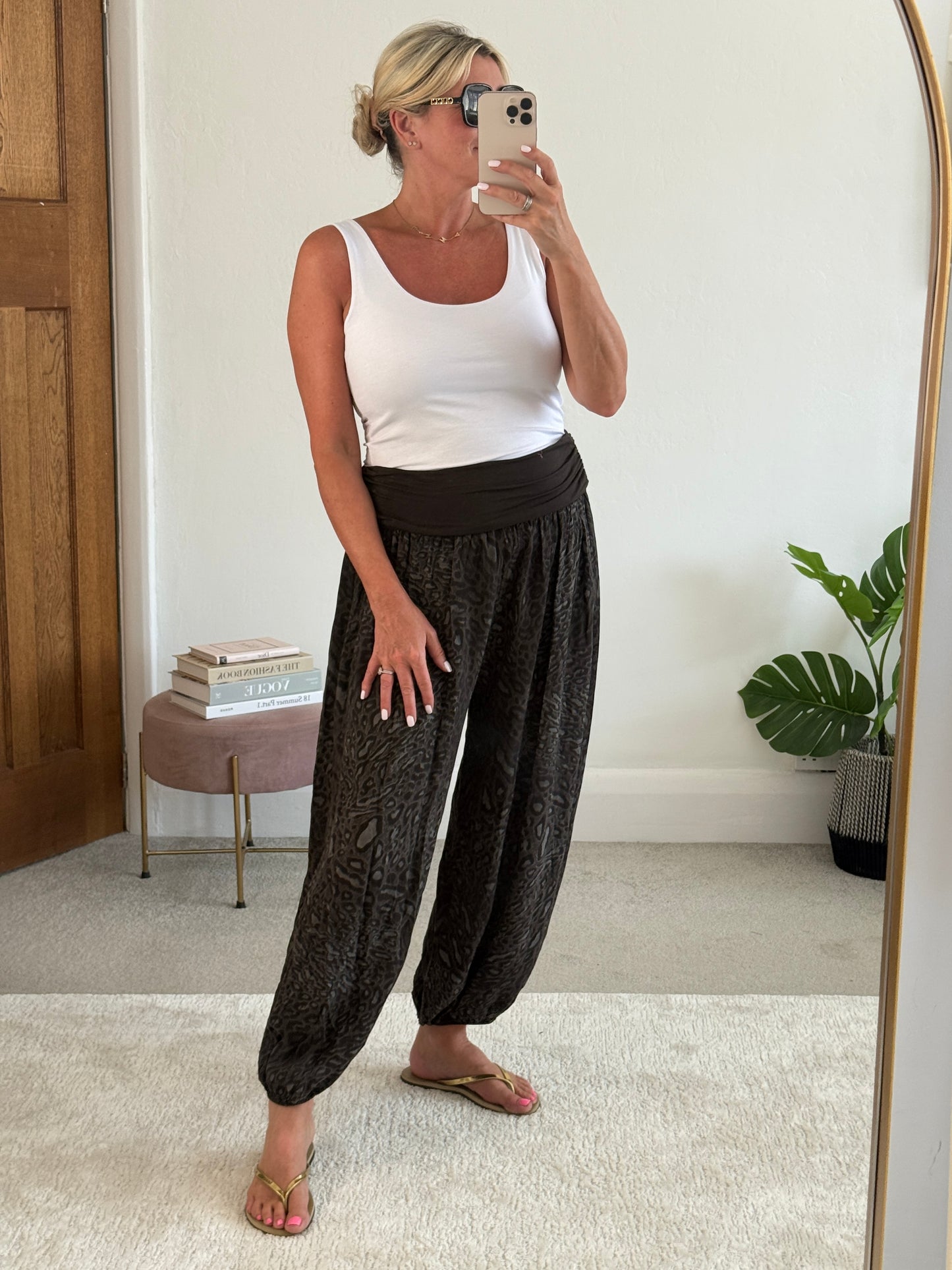 Animal Print Balloon Leg Trousers