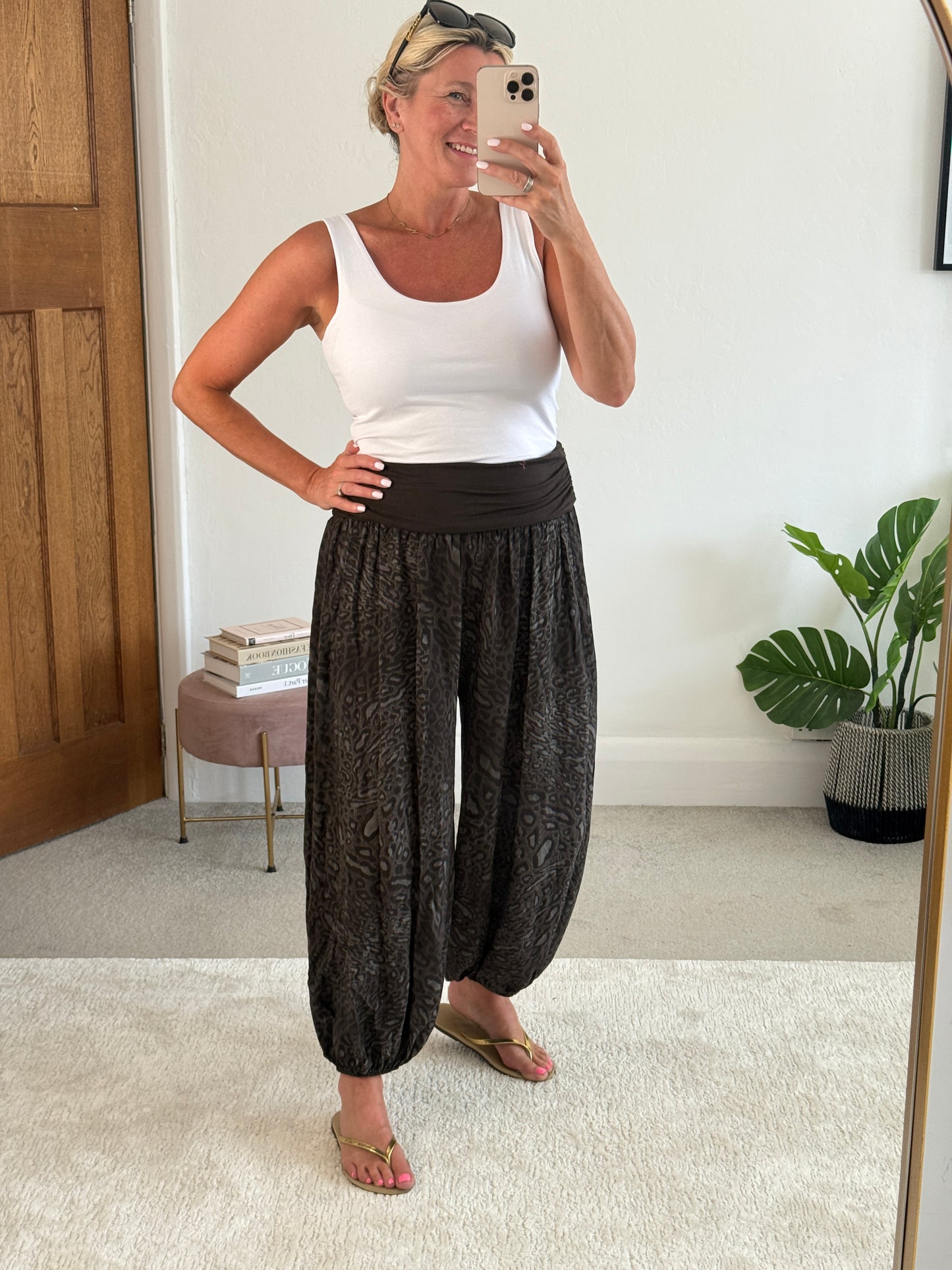 Animal Print Balloon Leg Trousers