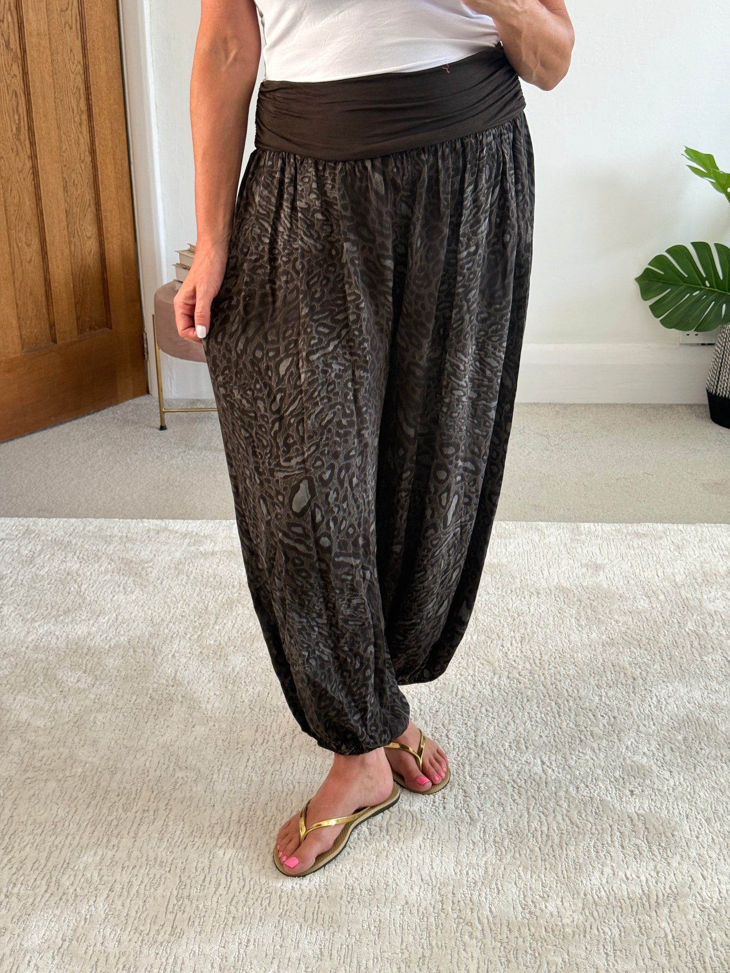 Animal Print Balloon Leg Trousers