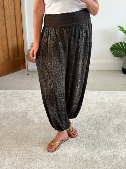 Animal Print Balloon Leg Trousers