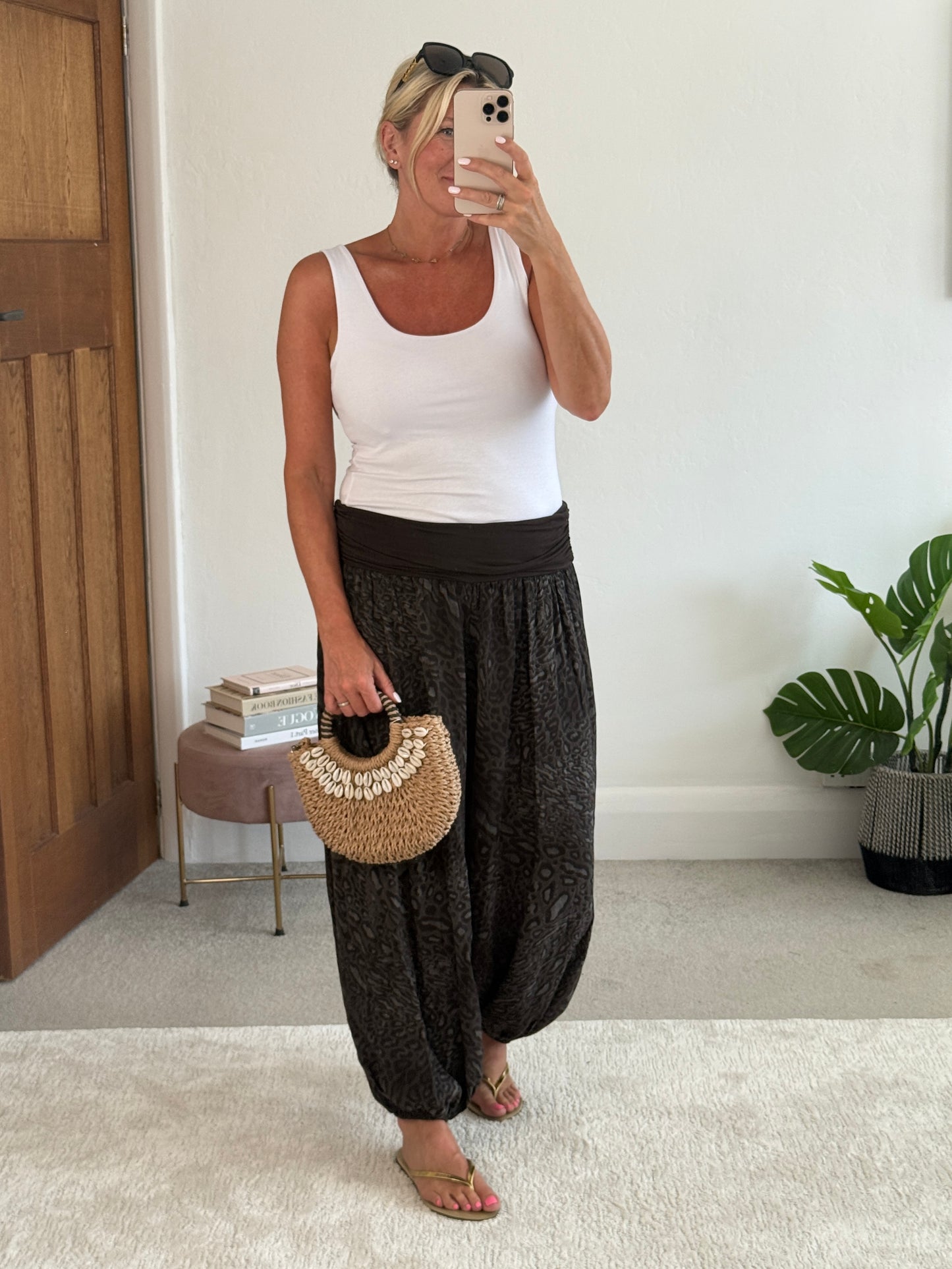 Animal Print Balloon Leg Trousers
