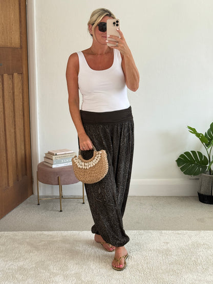 Animal Print Balloon Leg Trousers