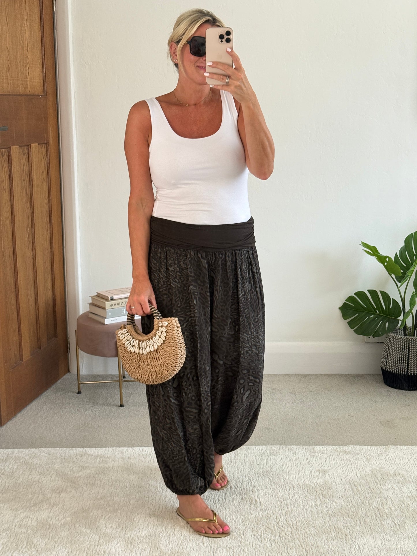 Animal Print Balloon Leg Trousers