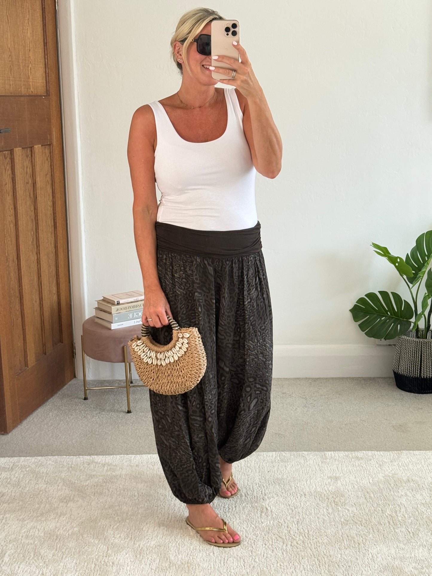 Animal Print Balloon Leg Trousers