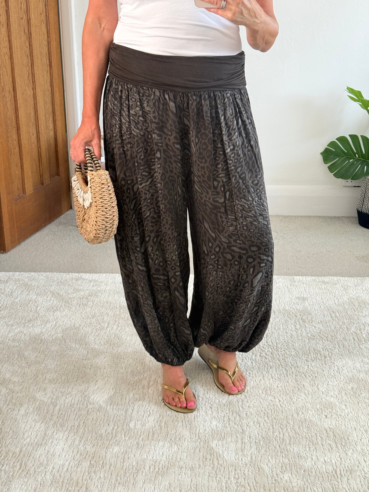Animal Print Balloon Leg Trousers